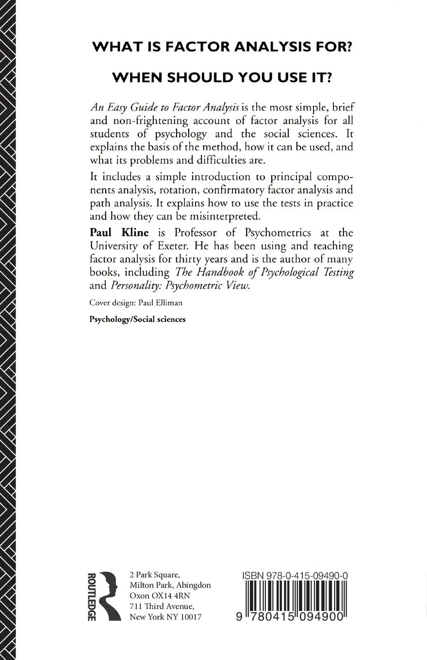 Rückseite: 9780415094900 | An Easy Guide to Factor Analysis | Paul Kline | Taschenbuch | Englisch