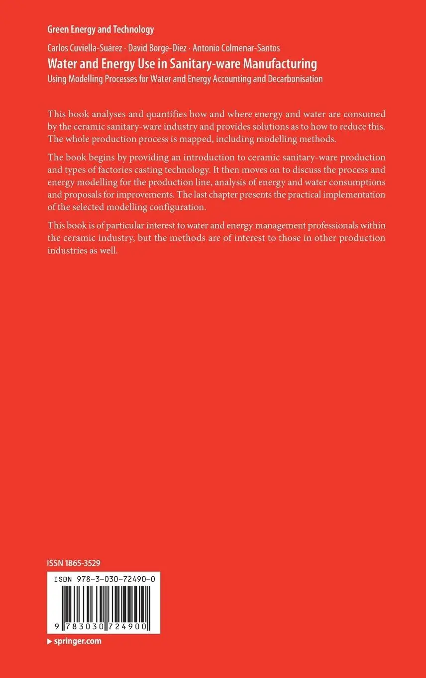 Rückseite: 9783030724900 | Water and Energy Use in Sanitary-ware Manufacturing | Buch | xiv