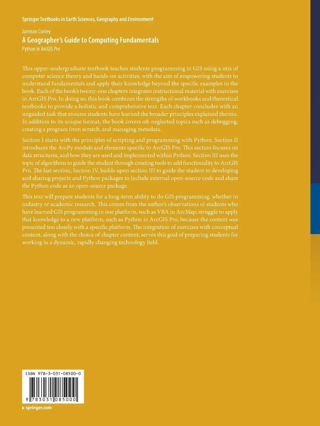 Rückseite: 9783031085000 | A Geographer's Guide to Computing Fundamentals | Python in ArcGIS Pro