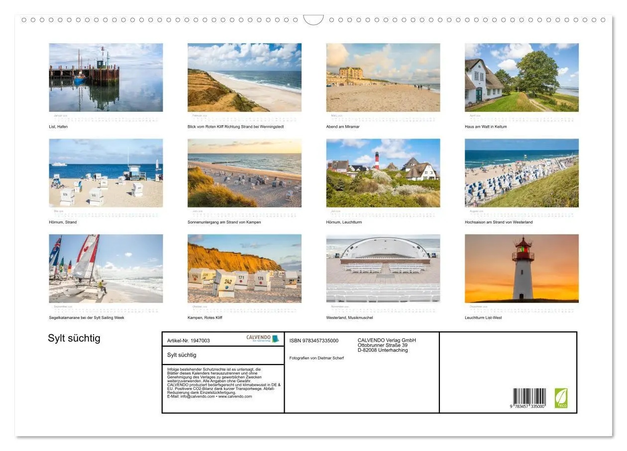 Bild: 9783457335000 | Sylt süchtig (Wandkalender 2026 DIN A2 quer), CALVENDO Monatskalender