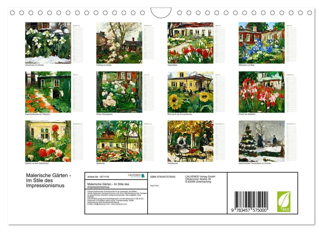 Bild: 9783457575000 | Malerische Gärten - Im Stile des Impressionismus (Wandkalender 2026...