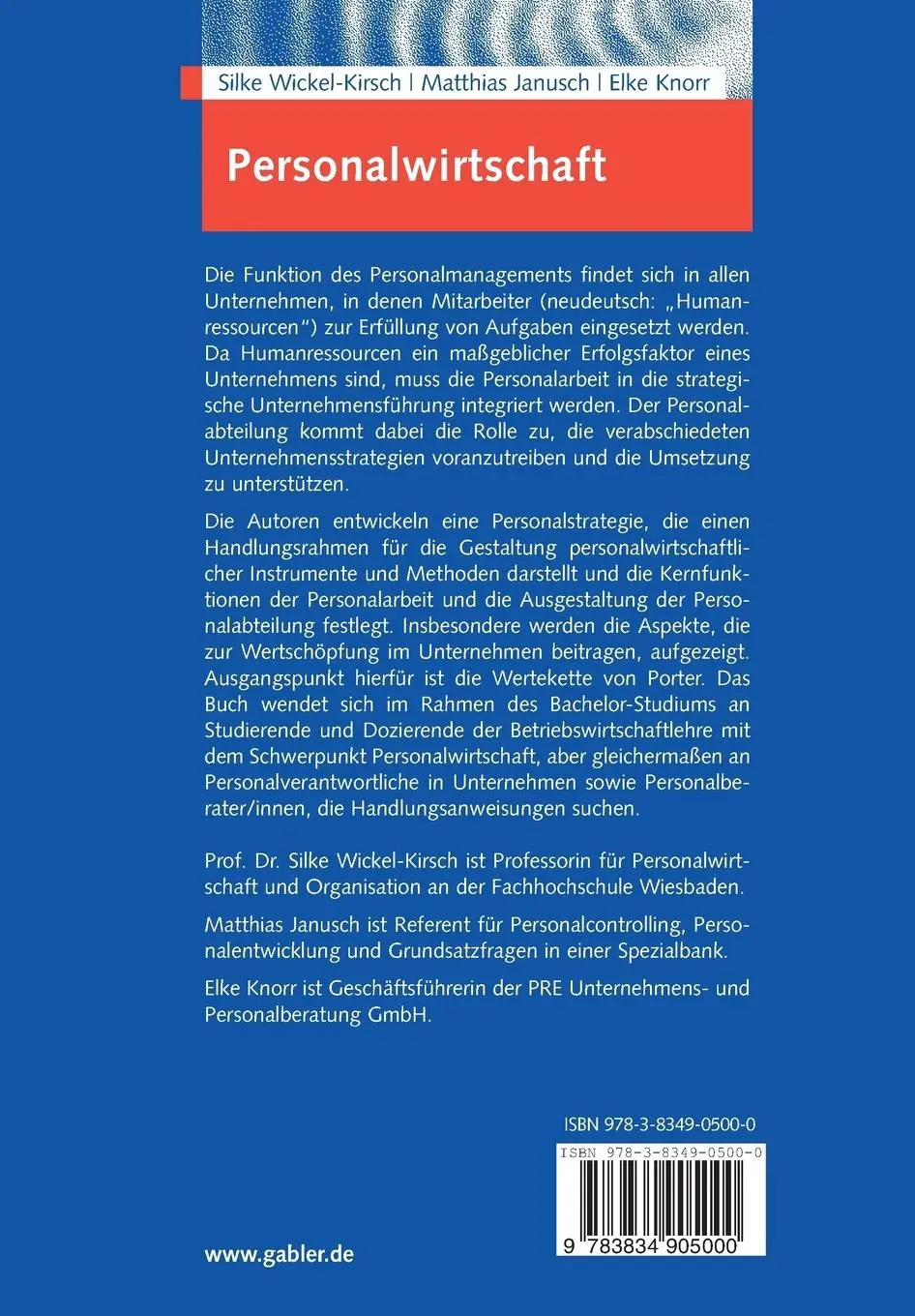 Rückseite: 9783834905000 | Personalwirtschaft | Grundlagen der Personalarbeit in Unternehmen