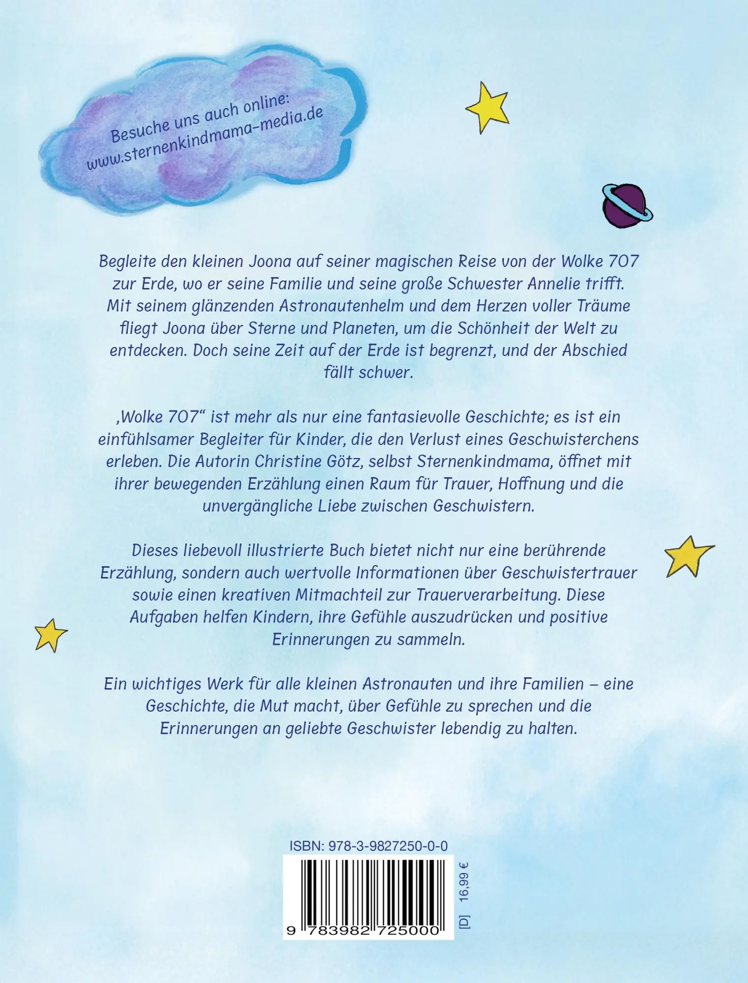 Rückseite: 9783982725000 | Wolke 707 | Ein Kinderbuch für verwaiste Geschwister | Christine Götz