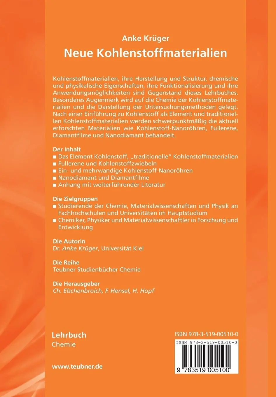 Rückseite: 9783519005100 | Neue Kohlenstoffmaterialien | Eine Einführung | Anke Krüger | Buch