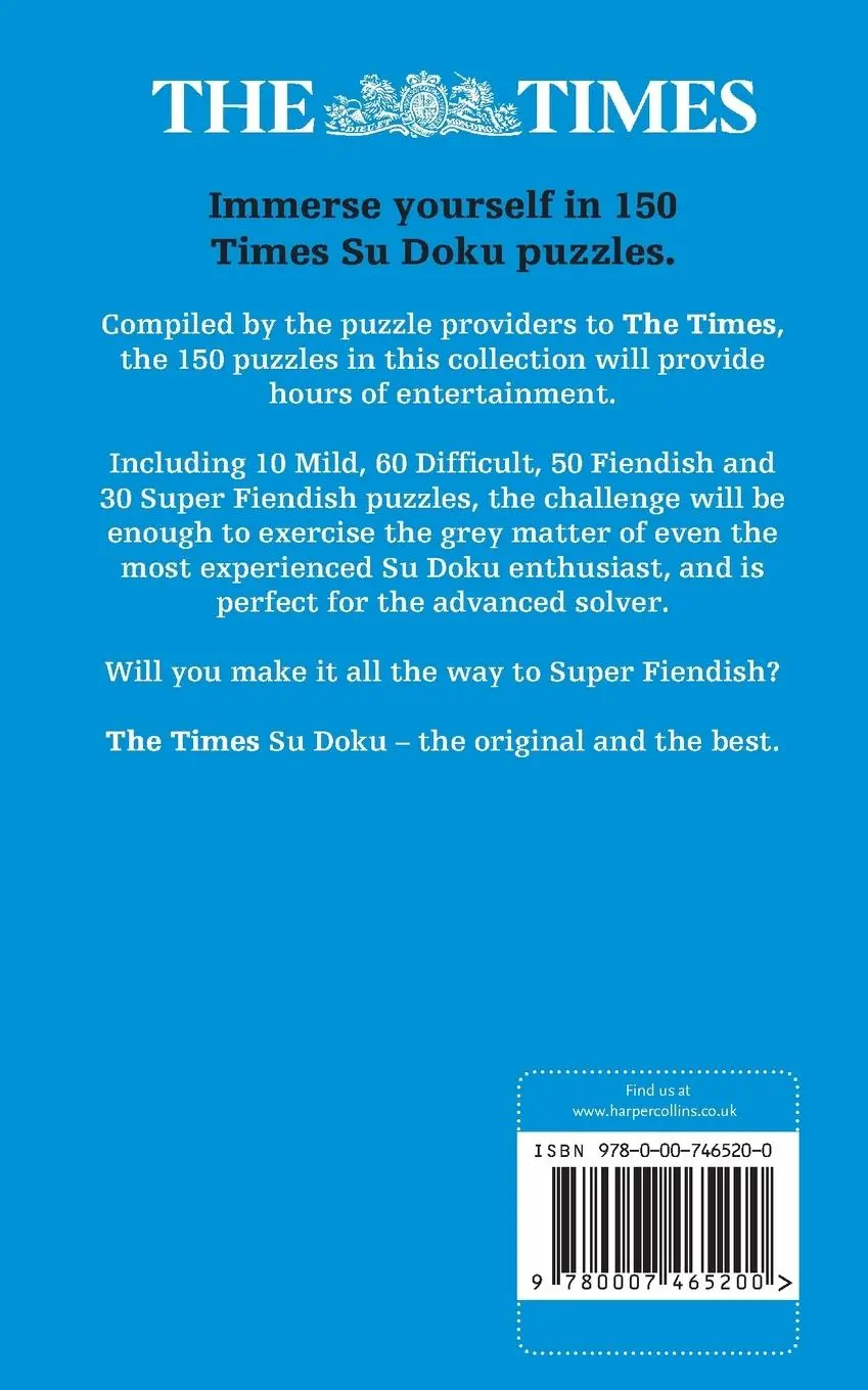 Rückseite: 9780007465200 | The Times Su Doku Book 13 | 150 challenging puzzles from The Times