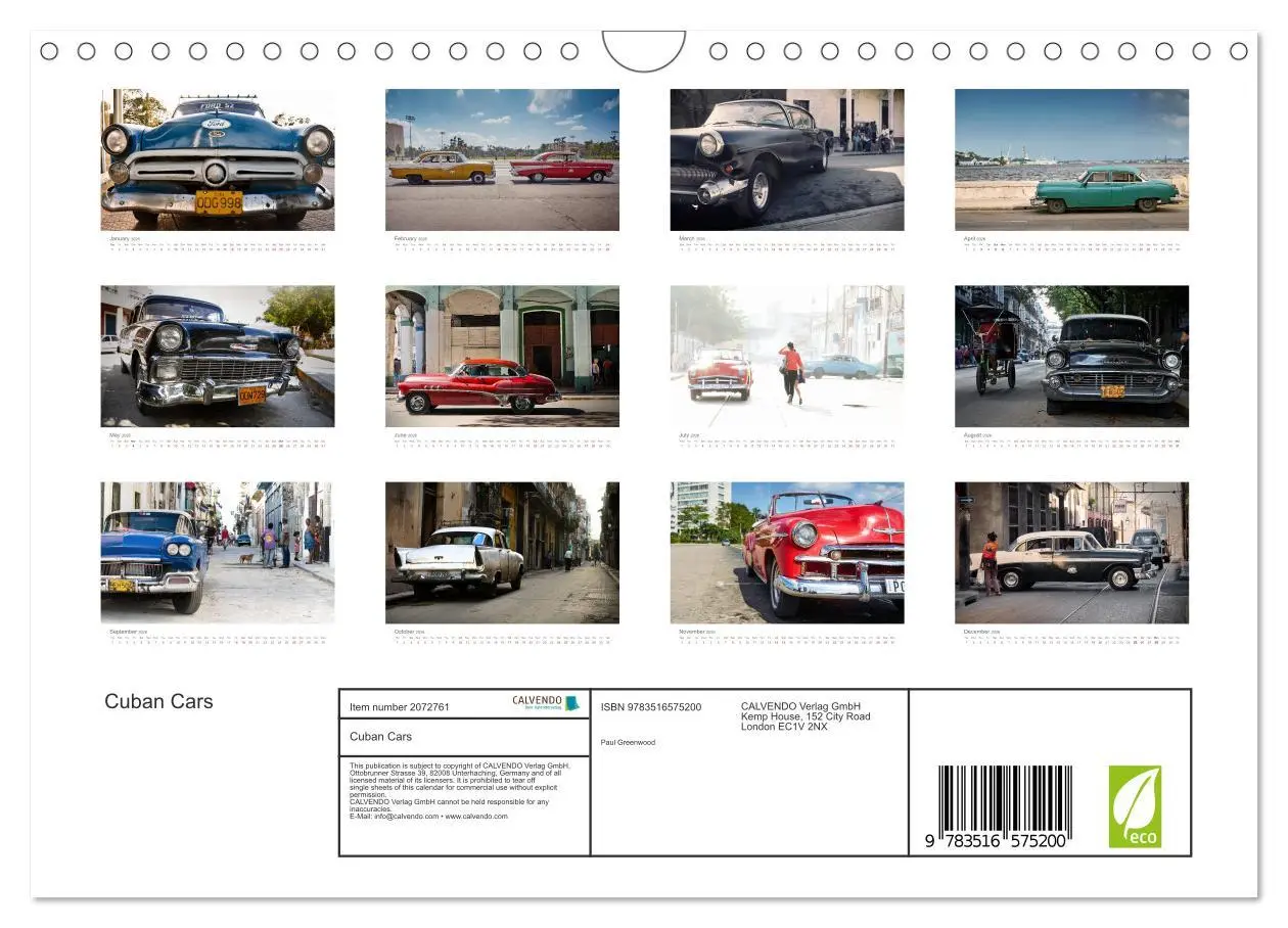 Bild: 9783516575200 | Cuban Cars (Wall Calendar 2026 DIN A4 landscape), CALVENDO 12 Month...
