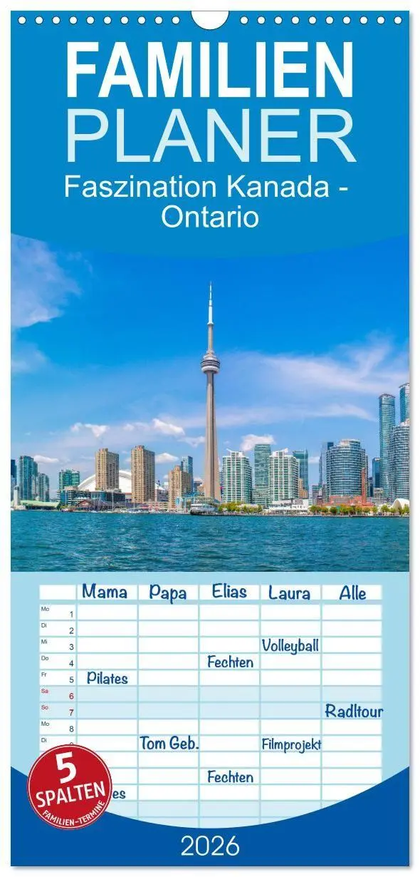 Cover: 9783516715200 | Familienplaner 2026 - Faszination Kanada - Ontario mit 5 Spalten...