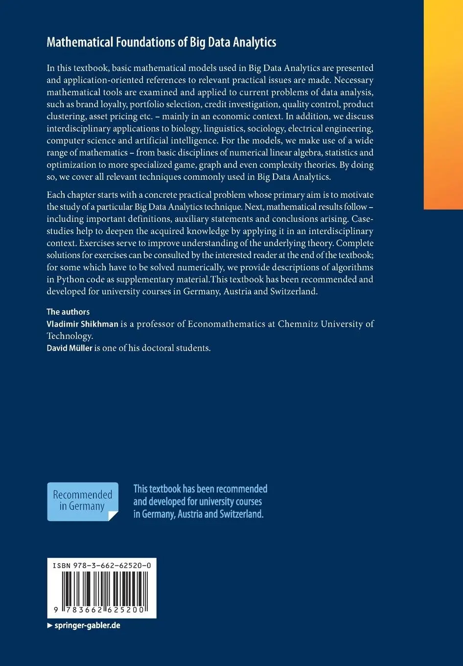 Rückseite: 9783662625200 | Mathematical Foundations of Big Data Analytics | David Müller (u. a.)