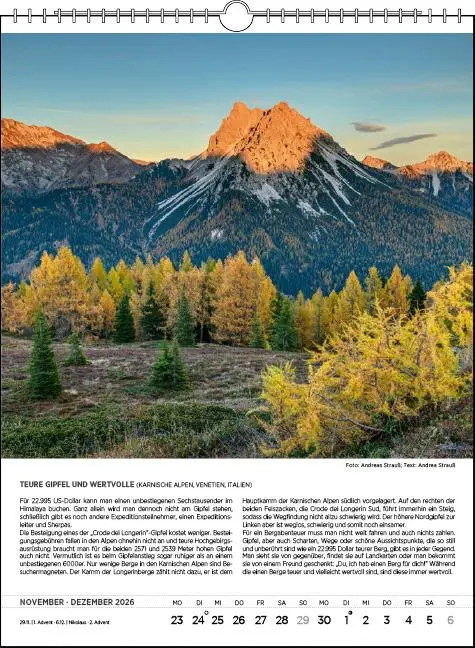 Bild: 9783861925200 | Blodigs Alpenkalender 2026 | Das Original seit 1926 | Andrea Strauß