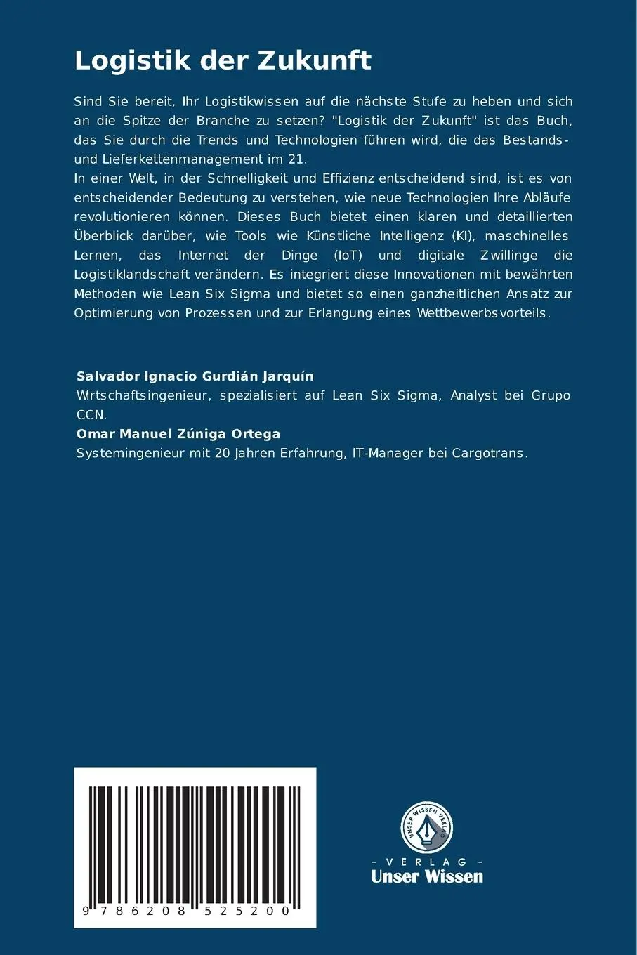 Rückseite: 9786208525200 | Logistik der Zukunft | Bestandsoptimierung mit KI und Lean Six Sigma