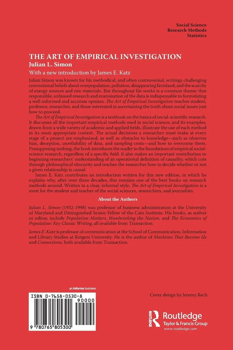 Rückseite: 9780765805300 | The Art of Empirical Investigation | Julian Simon | Taschenbuch | 2003