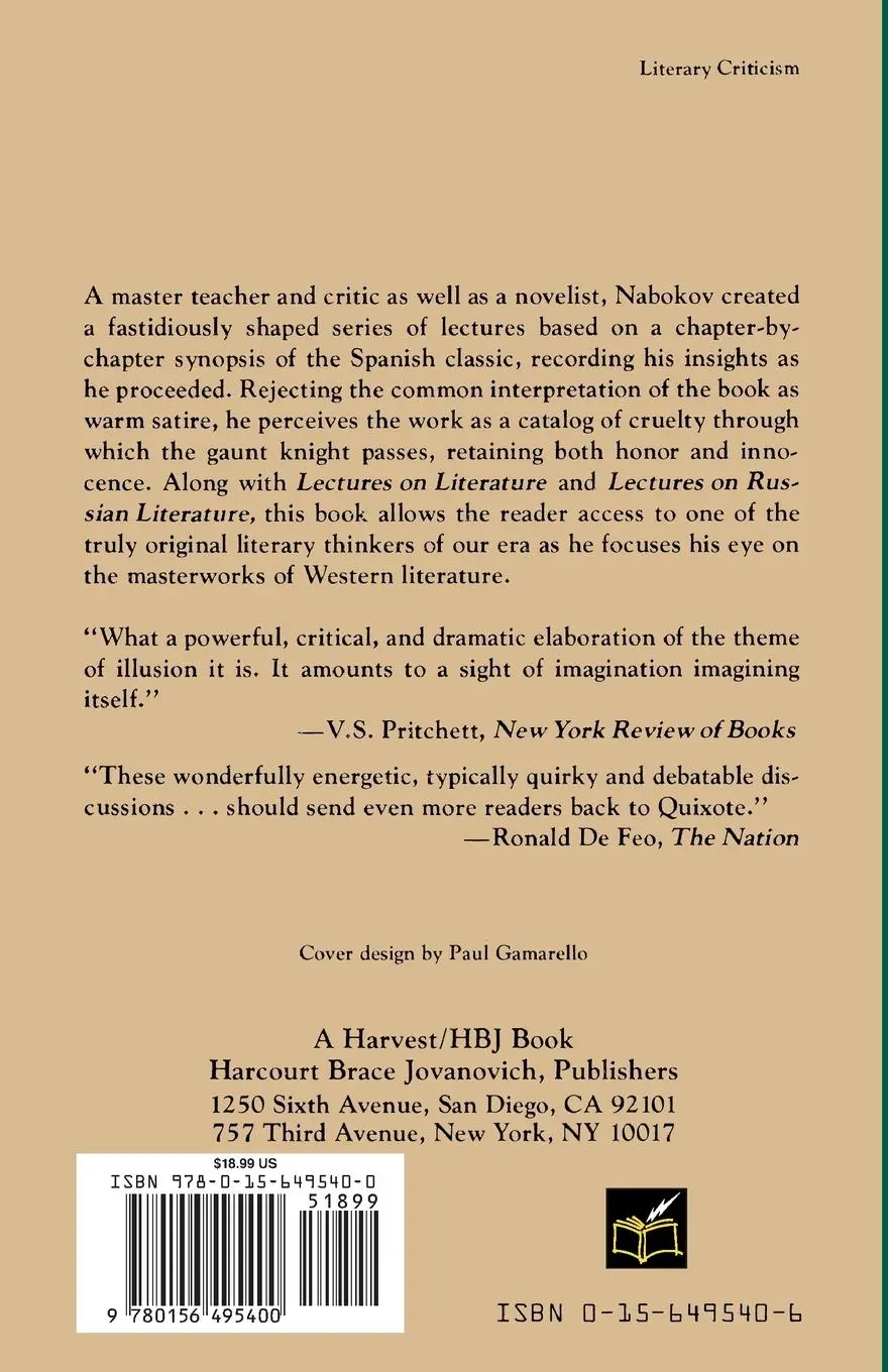 Rückseite: 9780156495400 | Lectures on Don Quixote | Vladimir Nabokov | Taschenbuch | Englisch