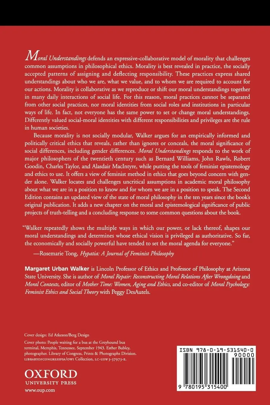 Rückseite: 9780195315400 | Moral Understandings | A Feminist Study in Ethics | Walker | Buch