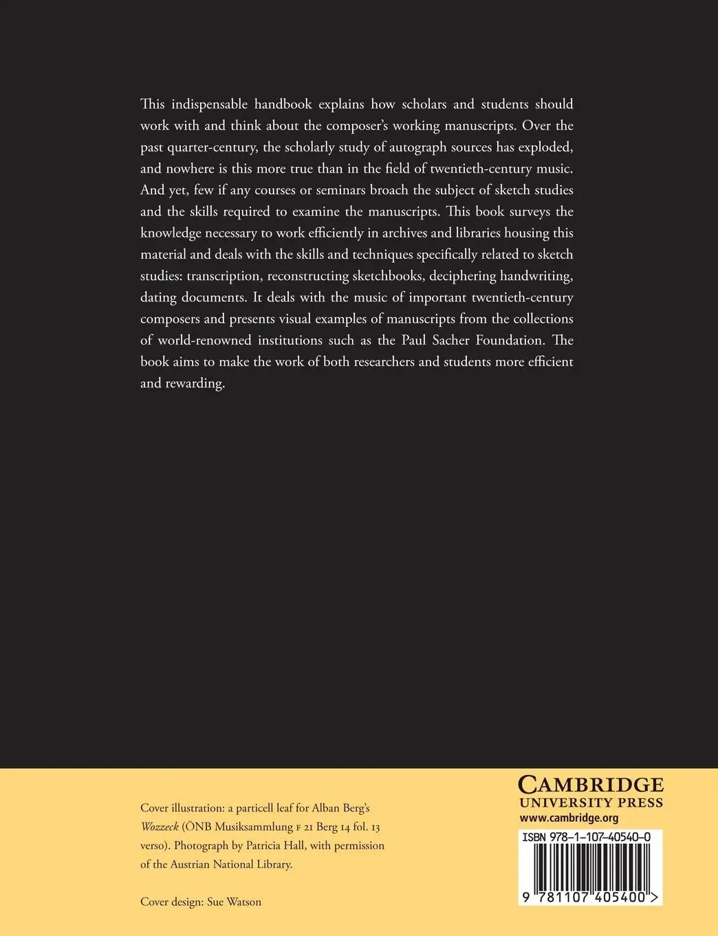 Rückseite: 9781107405400 | A Handbook to Twentieth-Century Musical Sketches | Sallis (u. a.)