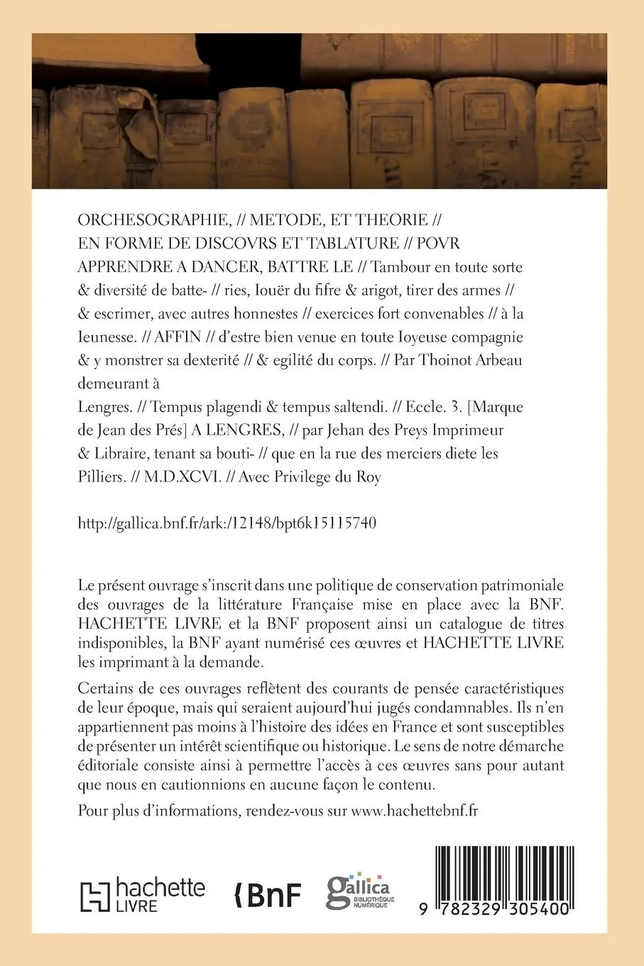 Rückseite: 9782329305400 | Orchesographie | Thoinot Arbeau | Taschenbuch | Französisch | 2019