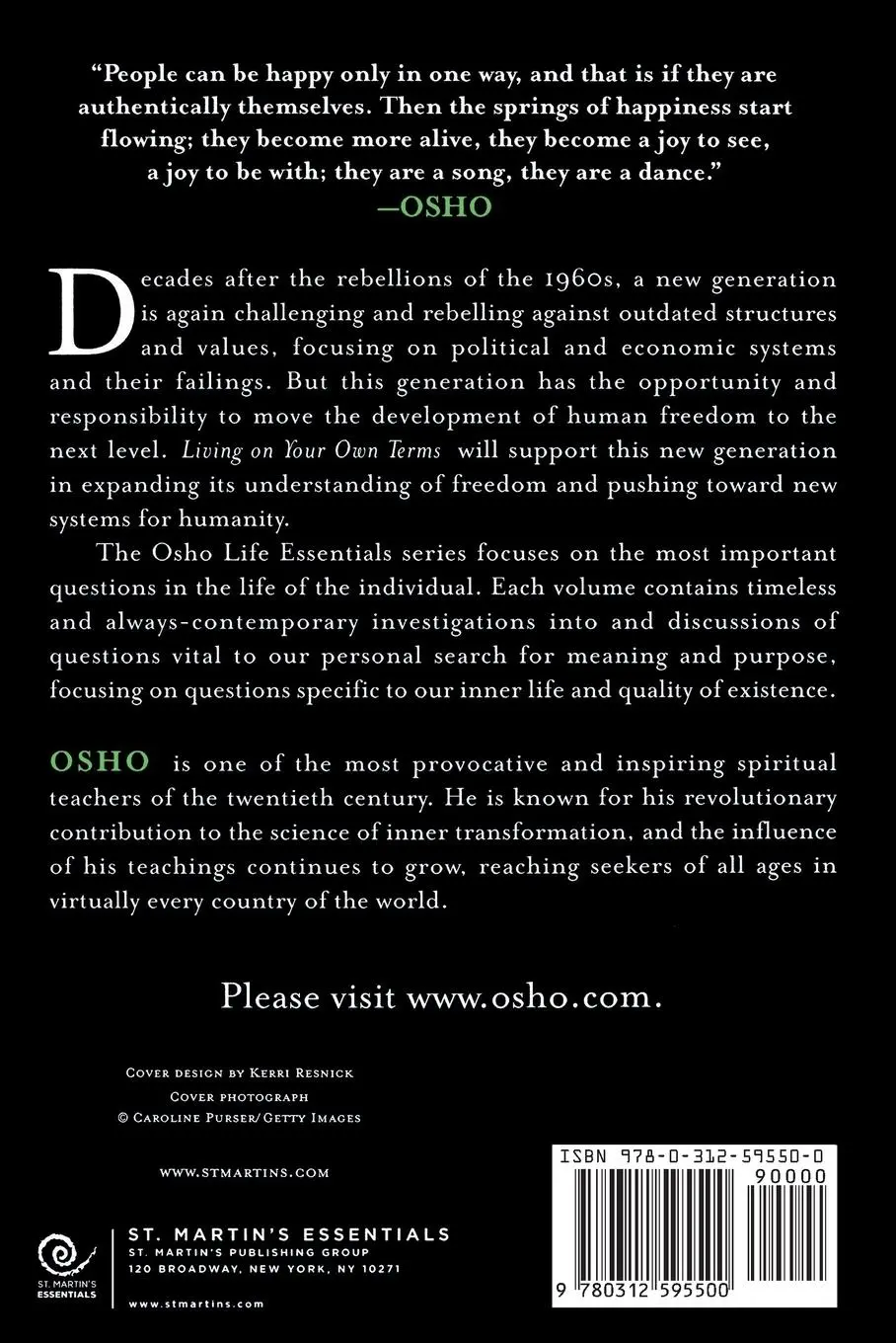 Rückseite: 9780312595500 | Living on Your Own Terms | Osho | Taschenbuch | Englisch | 2013