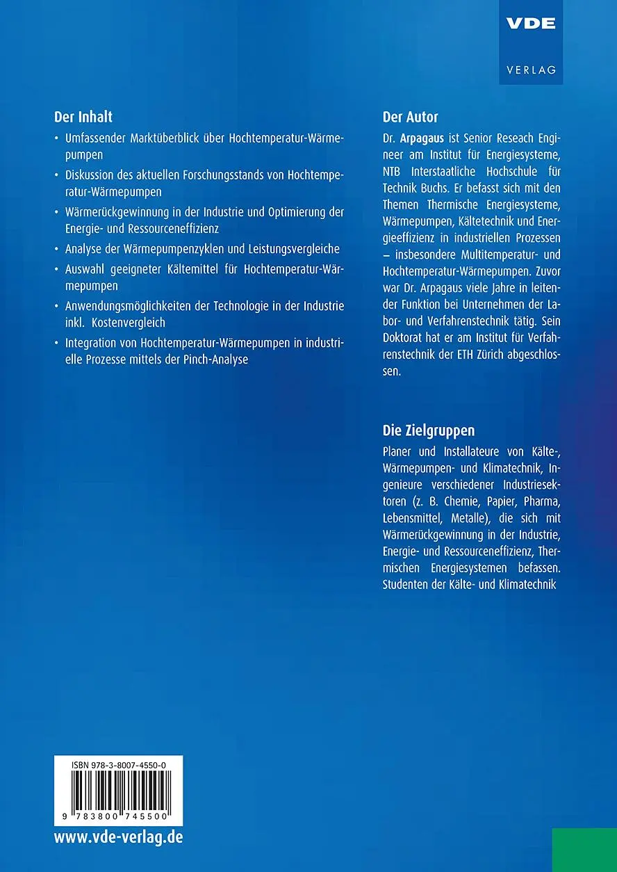 Rückseite: 9783800745500 | Hochtemperatur-Wärmepumpen | Cordin Arpagaus | Taschenbuch | 138 S.