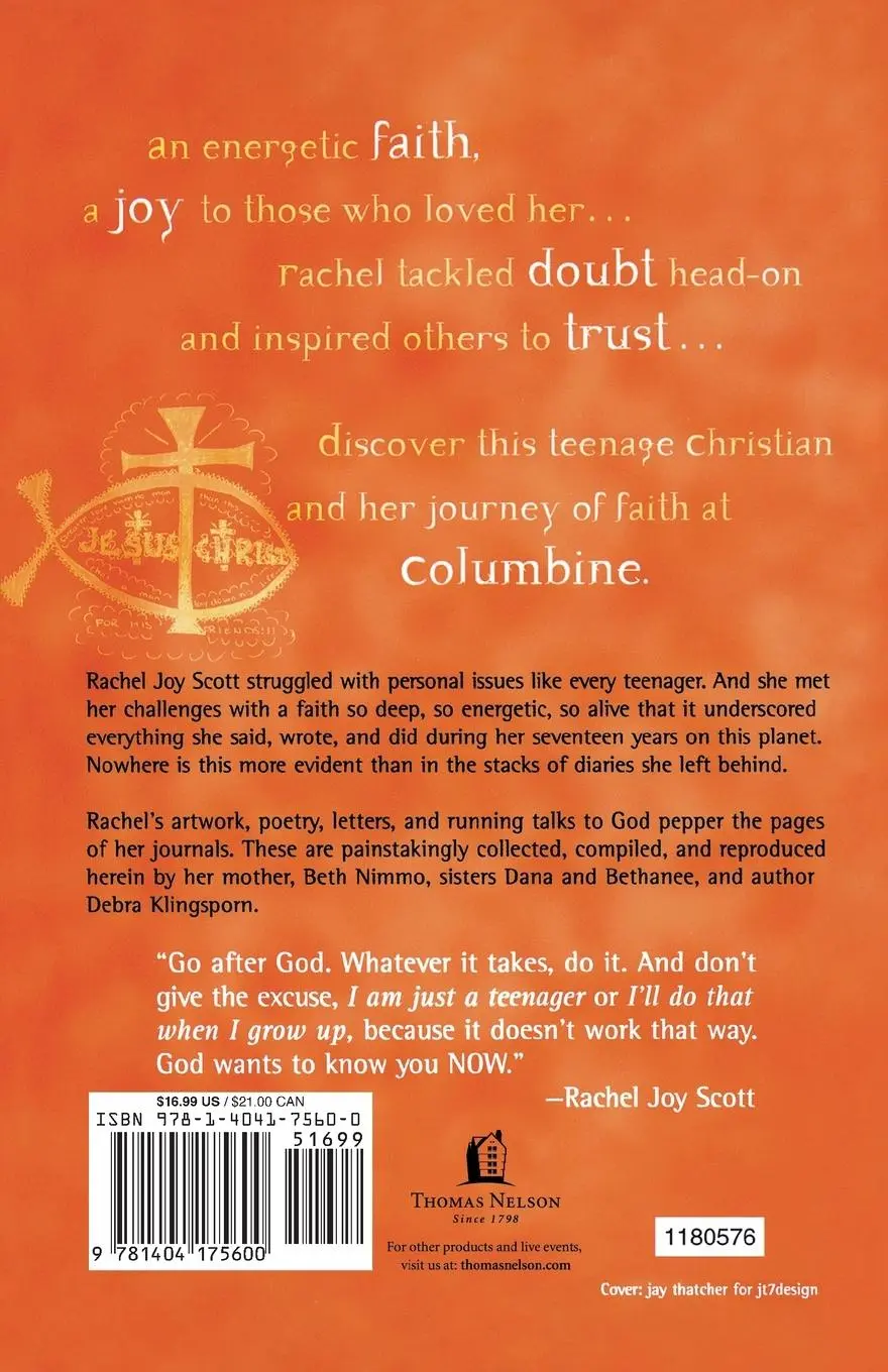 Rückseite: 9781404175600 | The Journals of Rachel Scott | A Journey of Faith at Columbine High