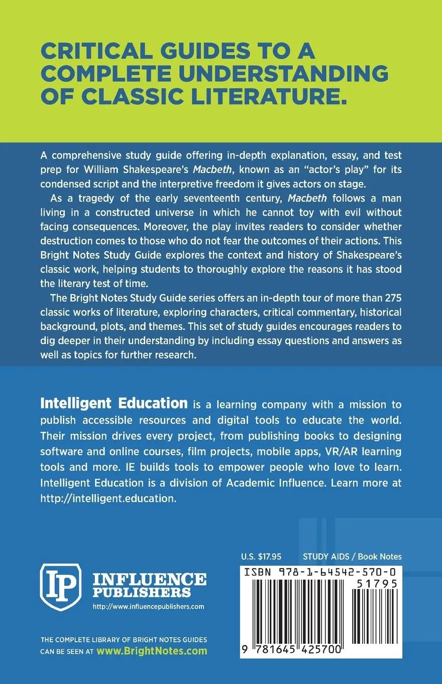 Rückseite: 9781645425700 | Study Guide to Macbeth by William Shakespeare | Taschenbuch | Englisch