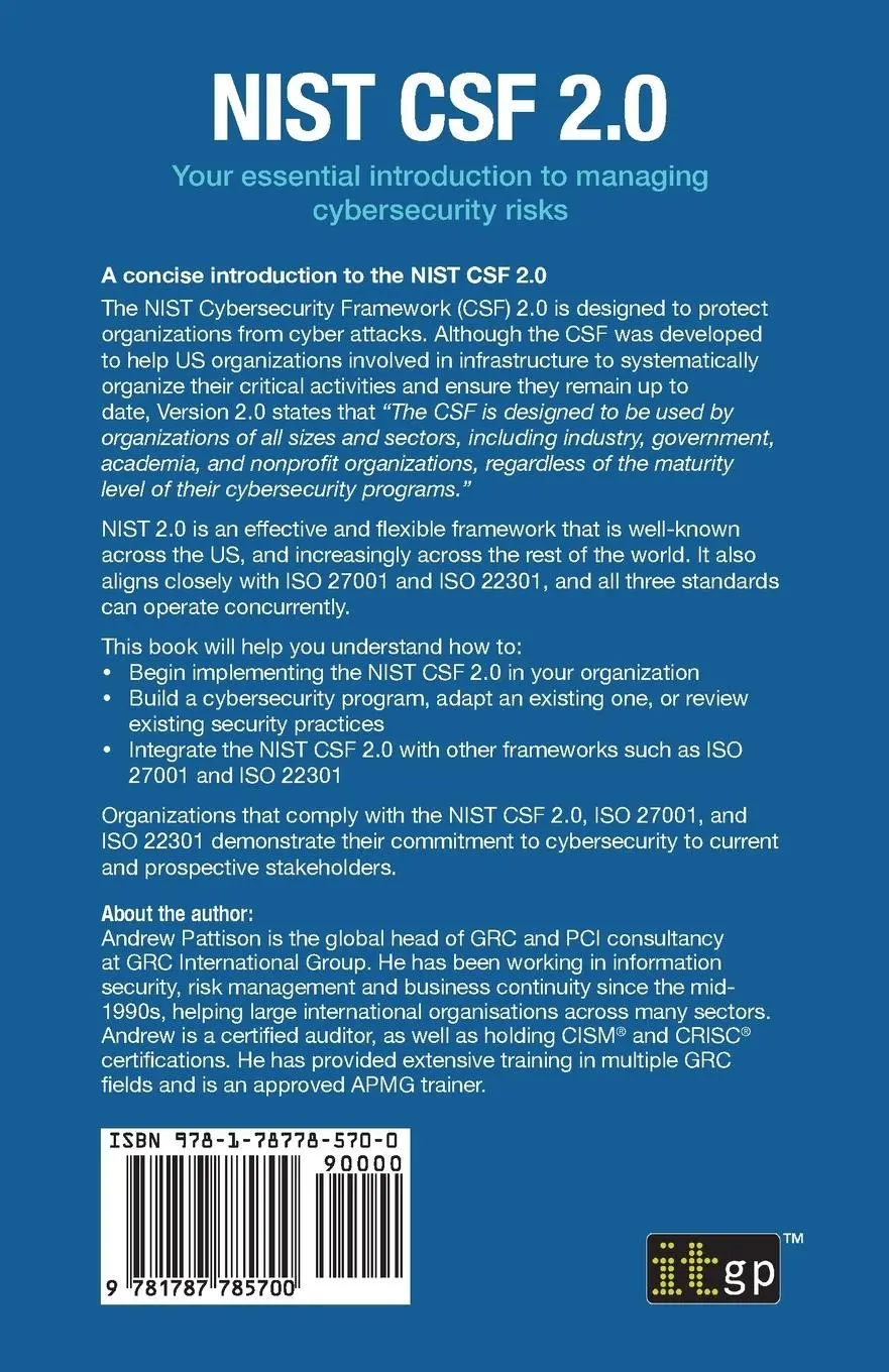 Rückseite: 9781787785700 | NIST CSF 2.0 | Andrew Pattison | Taschenbuch | Englisch | 2025