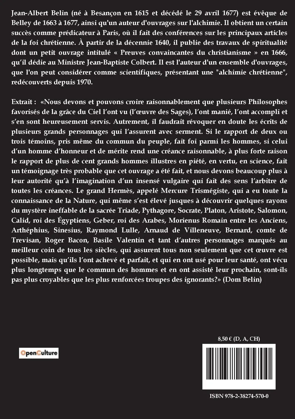 Rückseite: 9782382745700 | Apologie du Grand ¿uvre | Dom Belin | Taschenbuch | Französisch | 2022