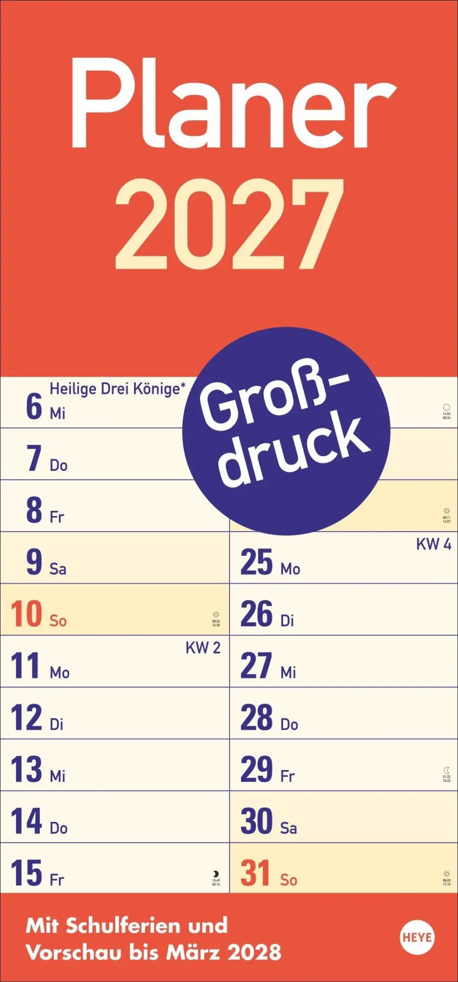 Cover: 9783756415700 | Großdruck Planer 2027 | Heye | Kalender | Bürokalender Heye | 14 S.