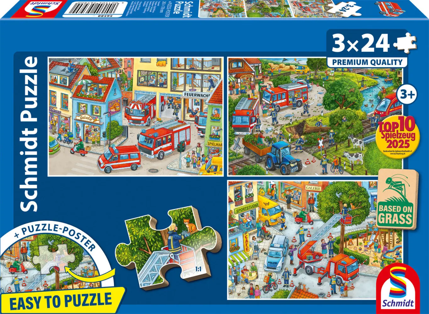 Cover: 4001504565800 | Feuerwehr | Kinderpuzzle Graspappe Standard 3x24 Teile | Spiel | 56580
