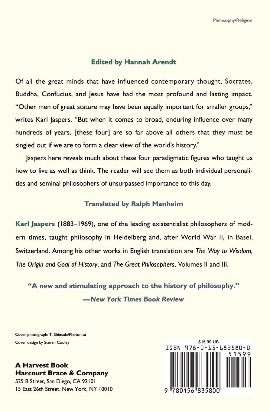 Rückseite: 9780156835800 | Socrates, Buddha, Confucius, Jesus | Karl Jaspers | Taschenbuch