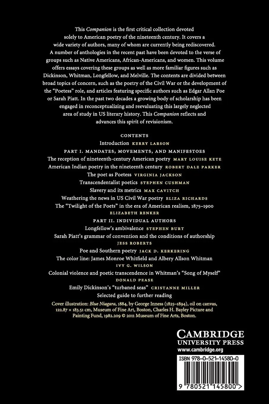 Rückseite: 9780521145800 | The Cambridge Companion to Nineteenth-Century American Poetry | Larson