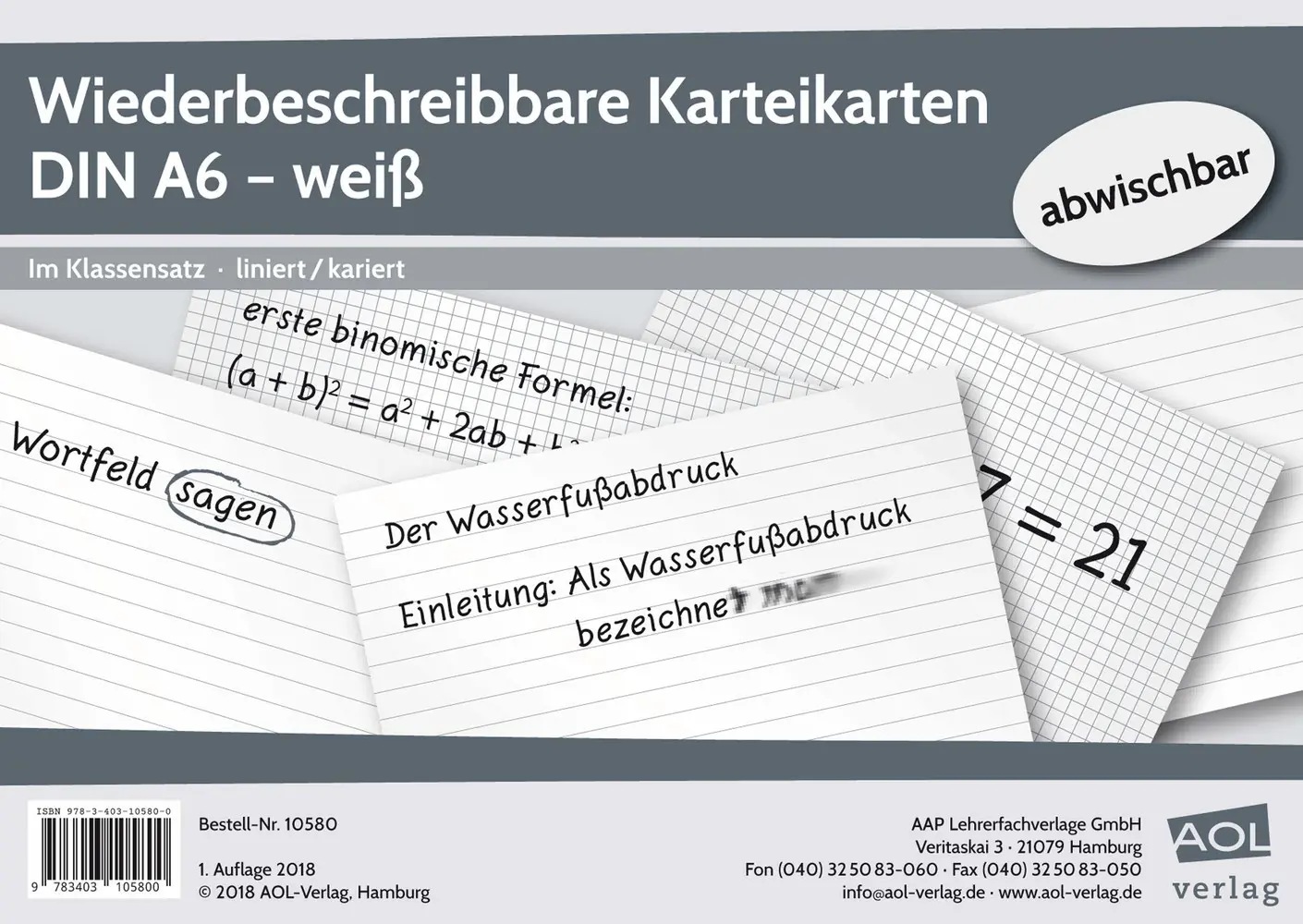 Cover: 9783403105800 | Wiederbeschreibbare Karteikarten DIN A6 - weiß | Box | 31 S. | 2018