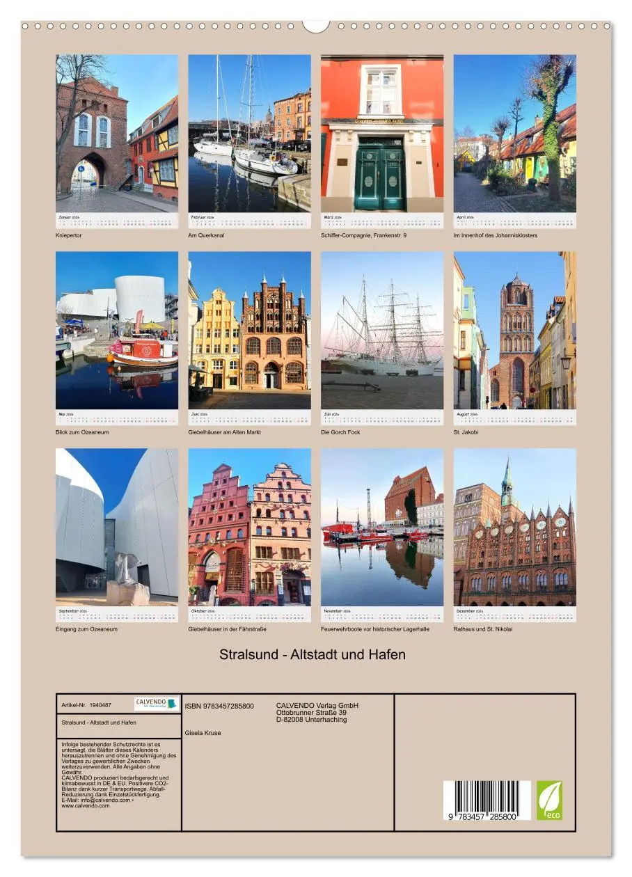 Bild: 9783457285800 | Stralsund - Altstadt und Hafen (hochwertiger Premium Wandkalender...