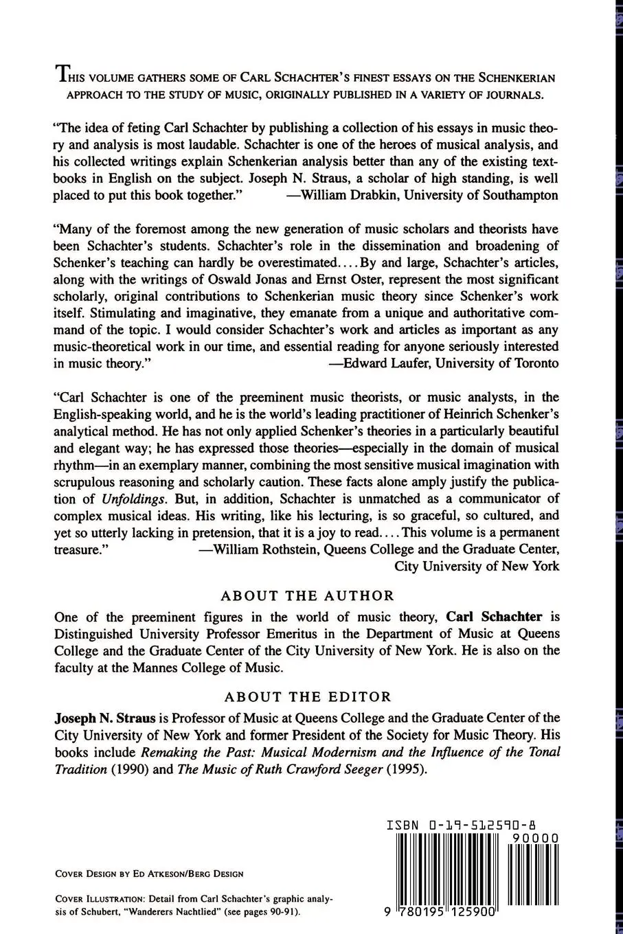 Rückseite: 9780195125900 | Unfoldings | Essays in Schenkerian Theory and Analysis | Schachter