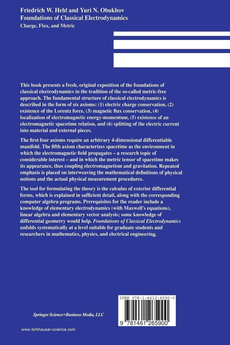 Rückseite: 9781461265900 | Foundations of Classical Electrodynamics | Charge, Flux, and Metric