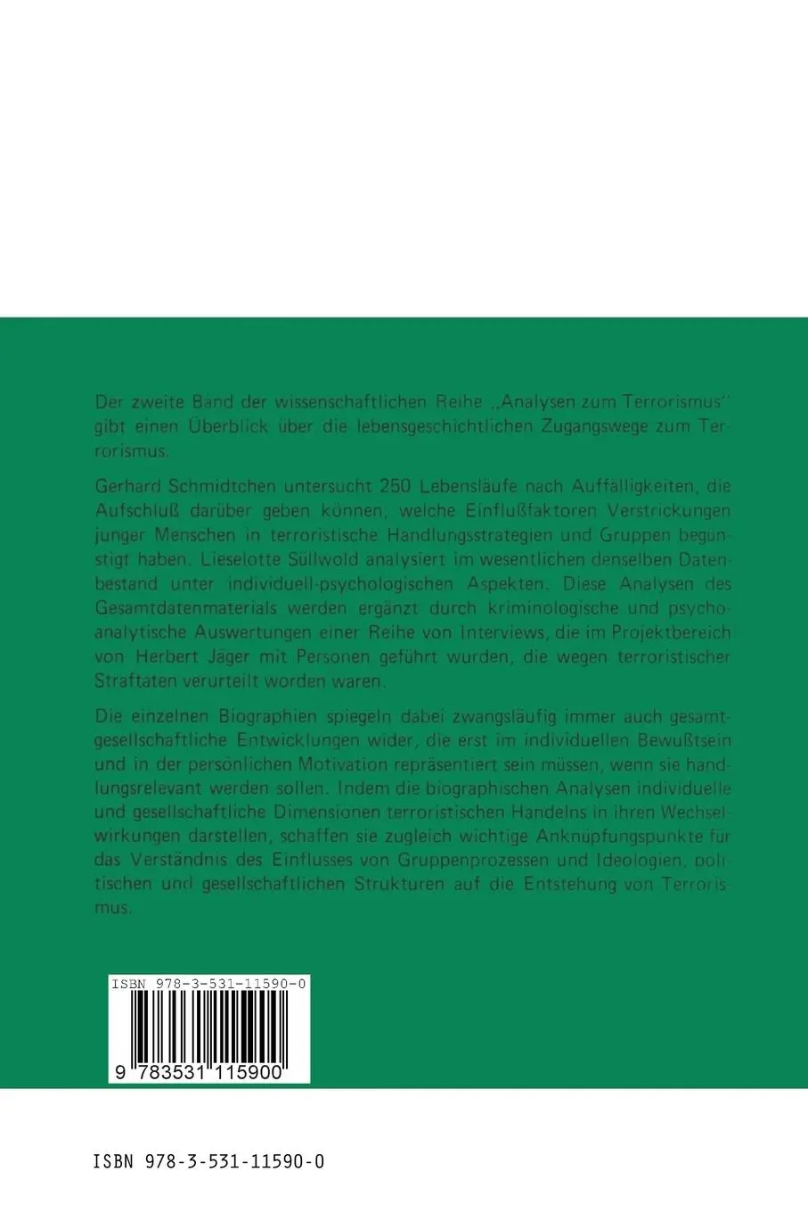 Rückseite: 9783531115900 | Lebenslaufanalysen | Herbert Jäger (u. a.) | Taschenbuch | 244 S.