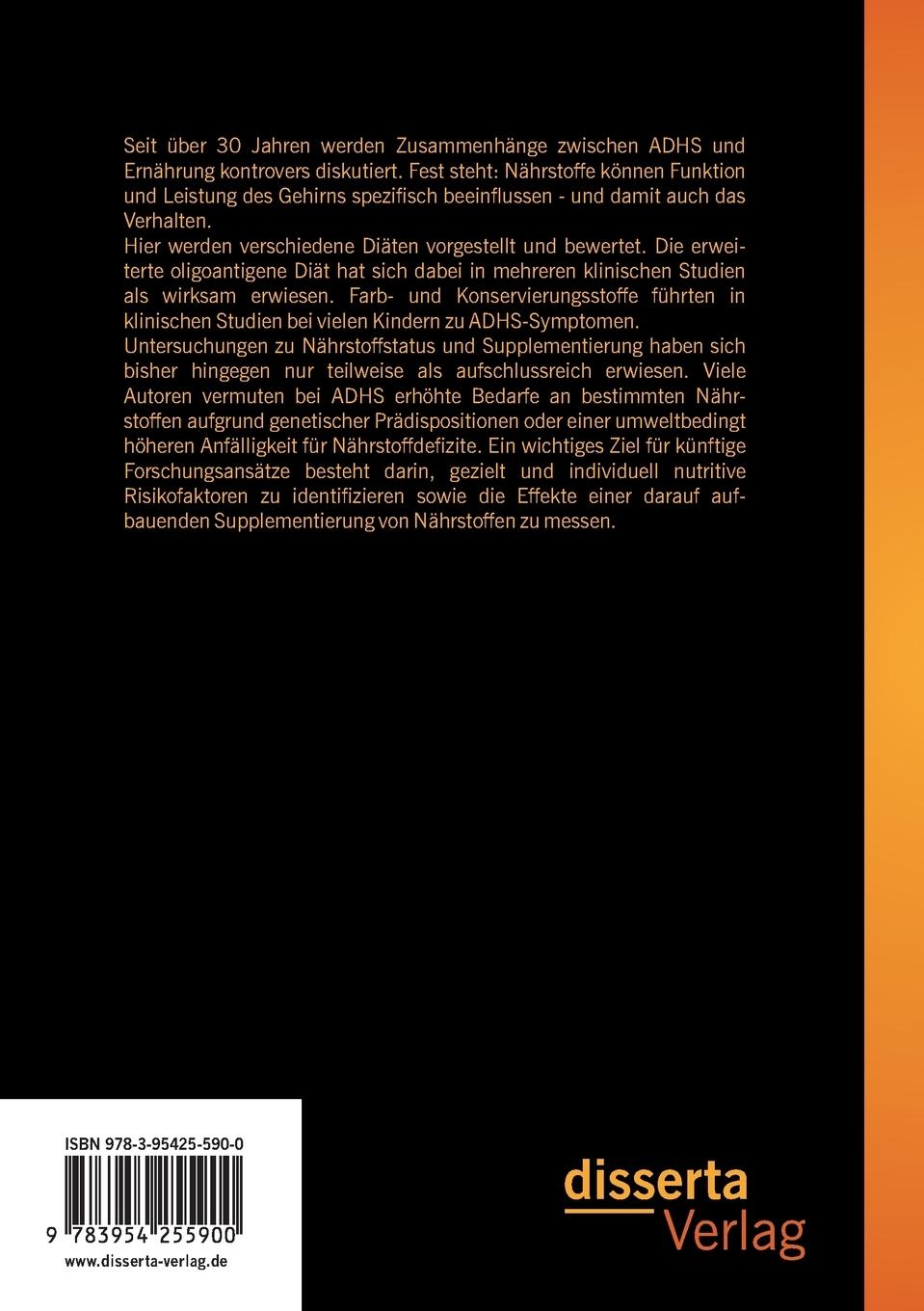 Rückseite: 9783954255900 | AD(H)S und Ernährung: Mythen, Fakten, Zusammenhänge | Bergmann | Buch