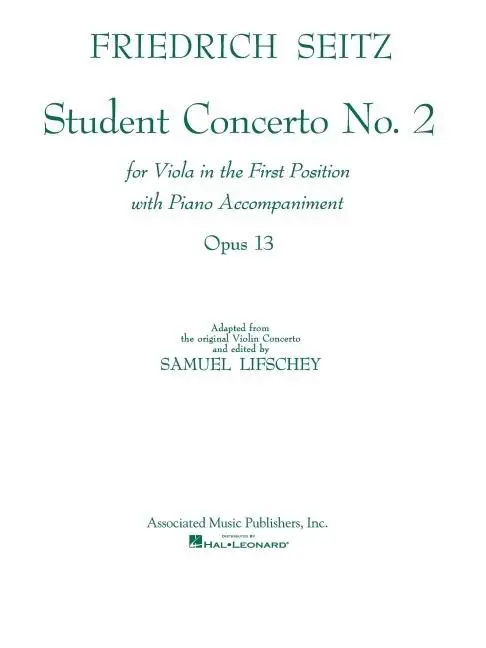Cover: 73999946000 | Student Concerto No. 2 | Viola and Piano | Samuel Lifschey | Buch