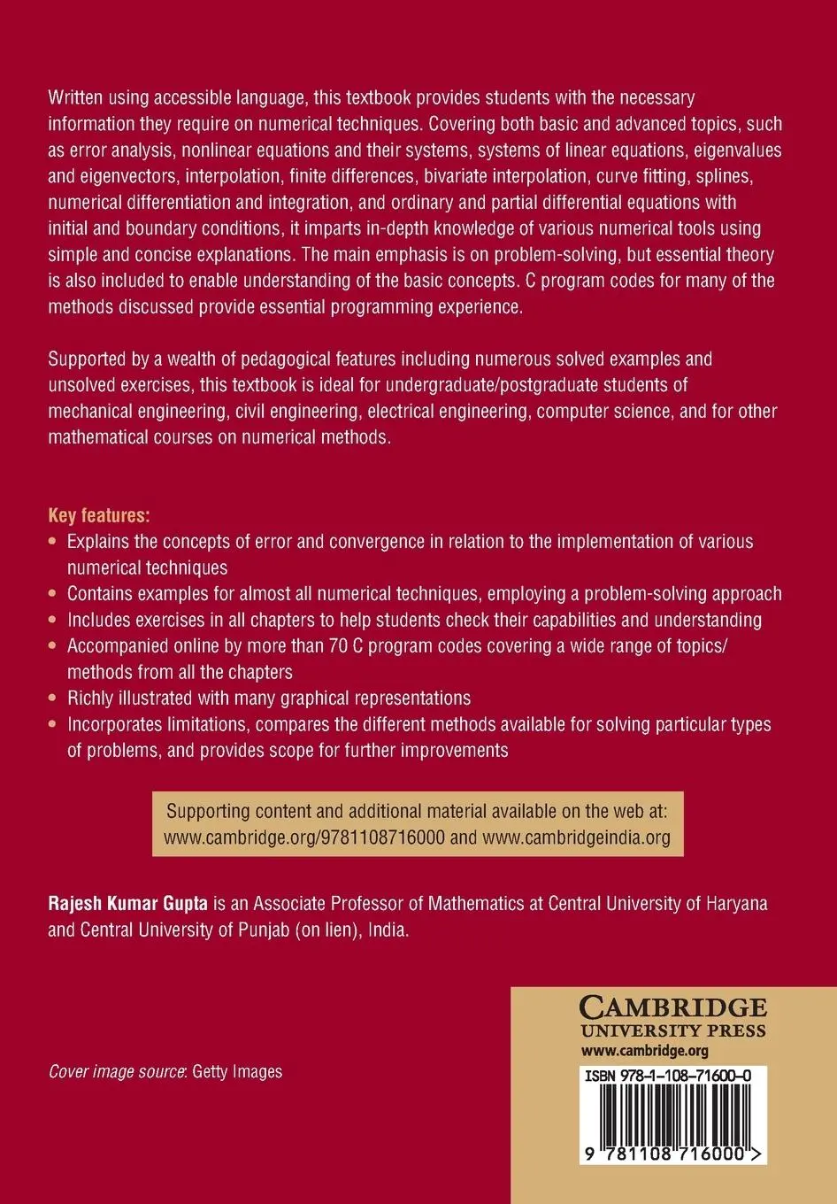 Rückseite: 9781108716000 | Numerical Methods | Rajesh Kumar Gupta | Taschenbuch | Englisch | 2019