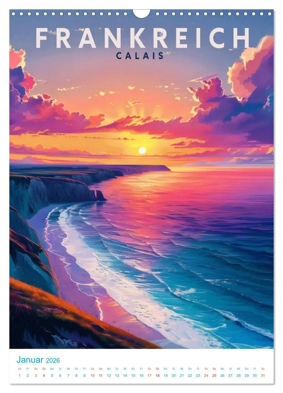 Bild: 9783516256000 | Frankreich - Old School Poster Style (Wandkalender 2026 DIN A3...
