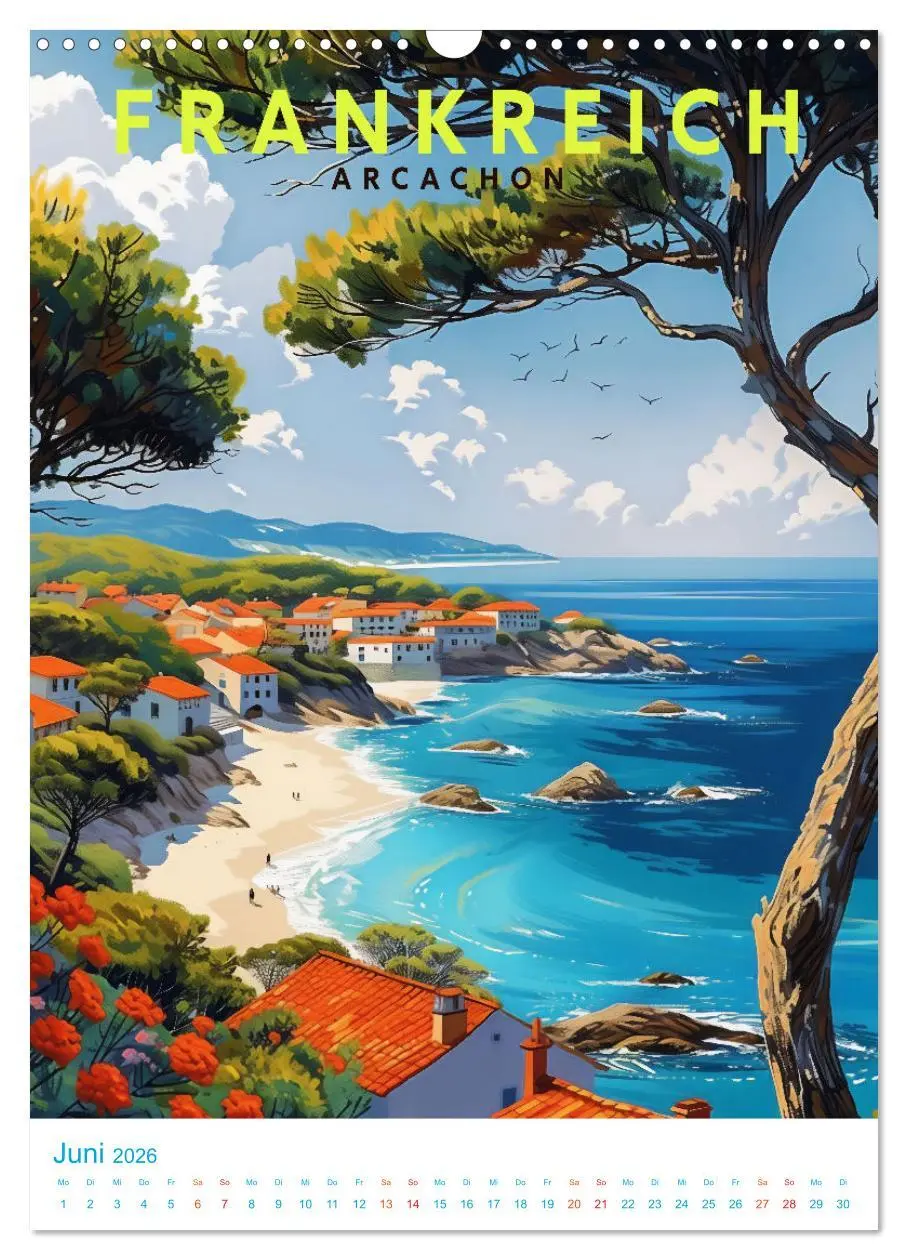 Bild: 9783516256000 | Frankreich - Old School Poster Style (Wandkalender 2026 DIN A3...