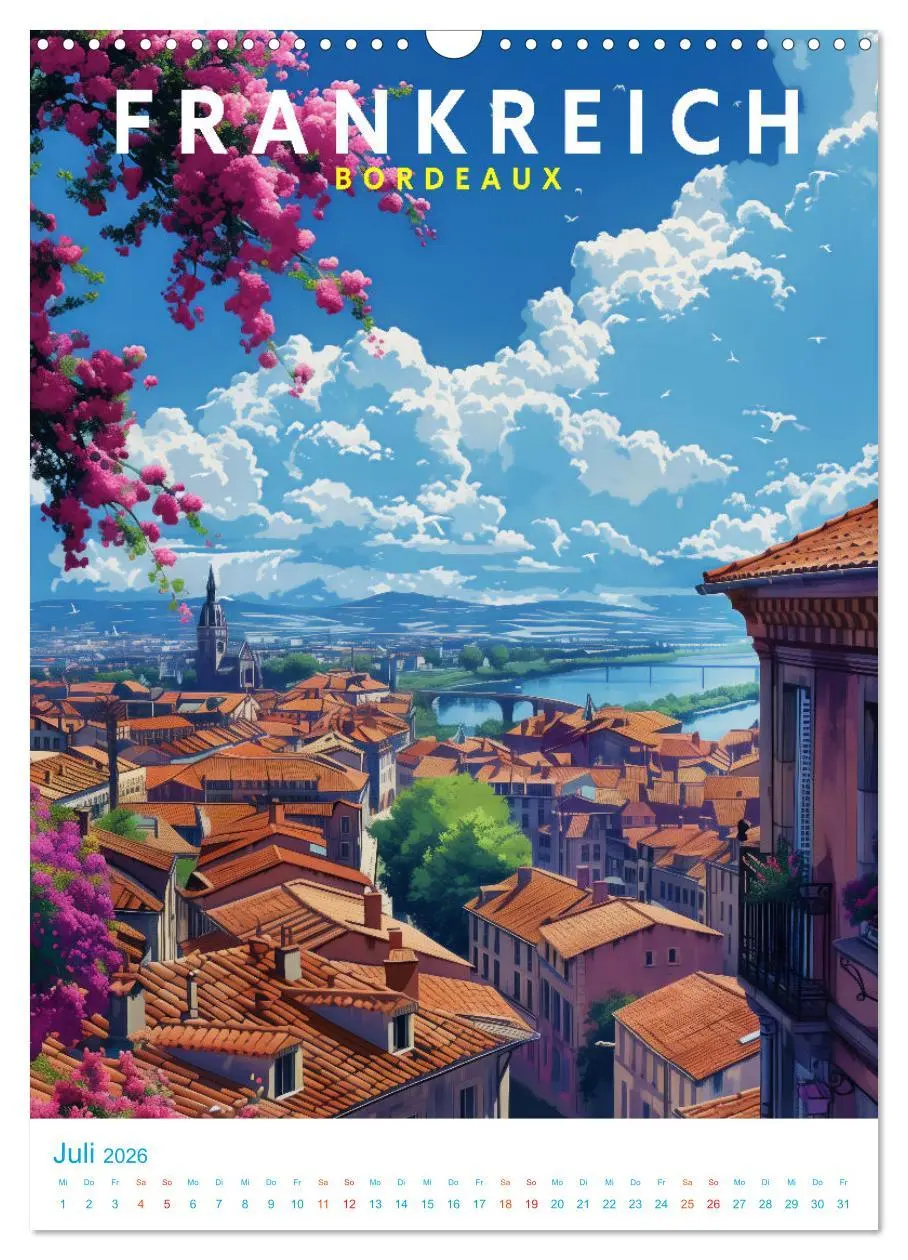 Bild: 9783516256000 | Frankreich - Old School Poster Style (Wandkalender 2026 DIN A3...