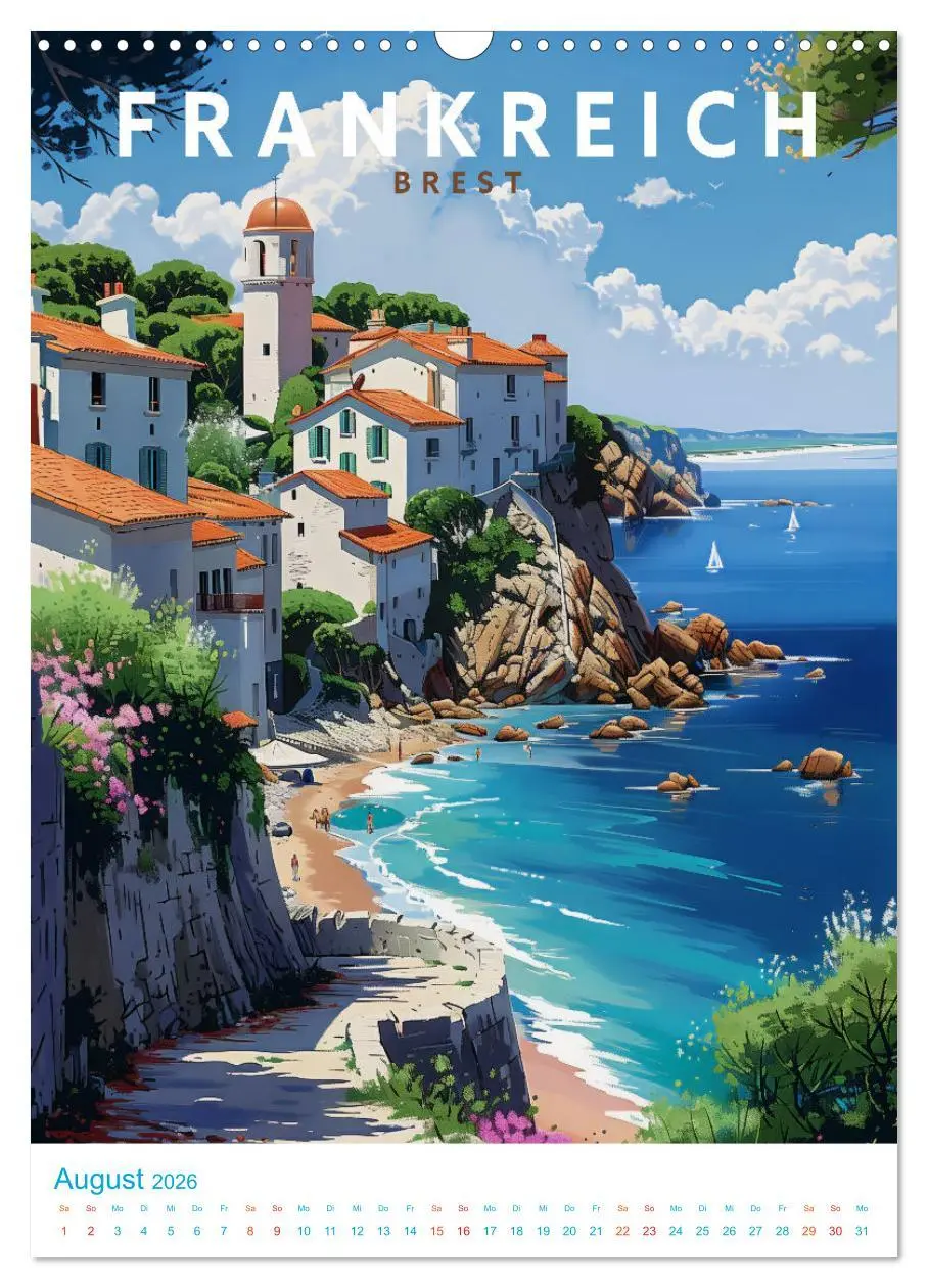 Bild: 9783516256000 | Frankreich - Old School Poster Style (Wandkalender 2026 DIN A3...