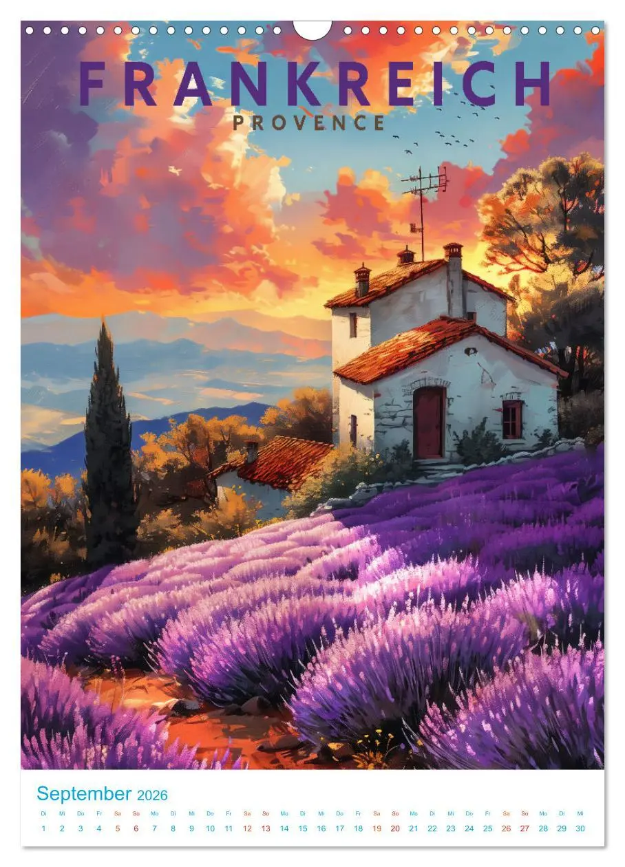 Bild: 9783516256000 | Frankreich - Old School Poster Style (Wandkalender 2026 DIN A3...