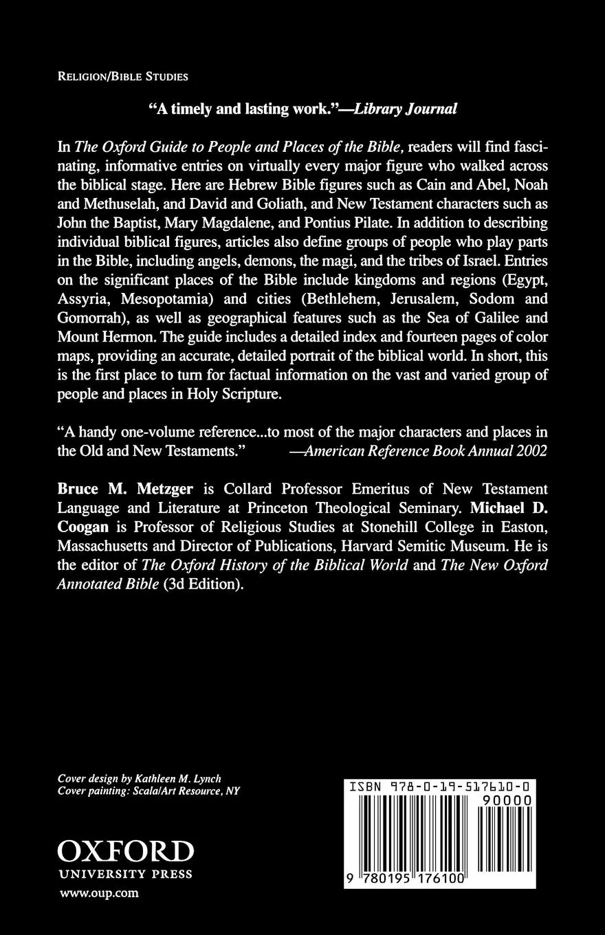 Rückseite: 9780195176100 | The Oxford Guide to People &amp; Places of the Bible | Metzger (u. a.)
