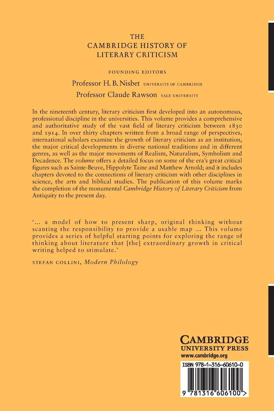 Rückseite: 9781316606100 | The Cambridge History of Literary Criticism | M. A. R. Habib | Buch