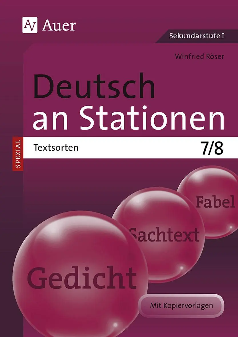 Cover: 9783403076100 | Deutsch an Stationen SPEZIAL Textsorten 7-8 | Winfried Röser | 88 S.