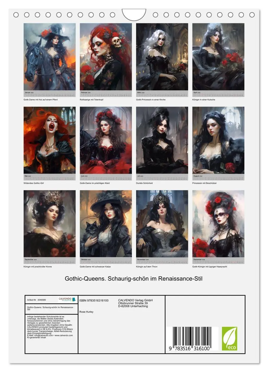 Bild: 9783516316100 | Gothic-Queens. Schaurig-schön im Renaissance-Stil (Wandkalender...