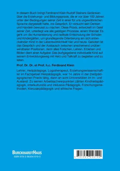 Rückseite: 9783963046100 | Waldorfpädagogik in Krippe und Kita | Ferdinand Klein | Taschenbuch