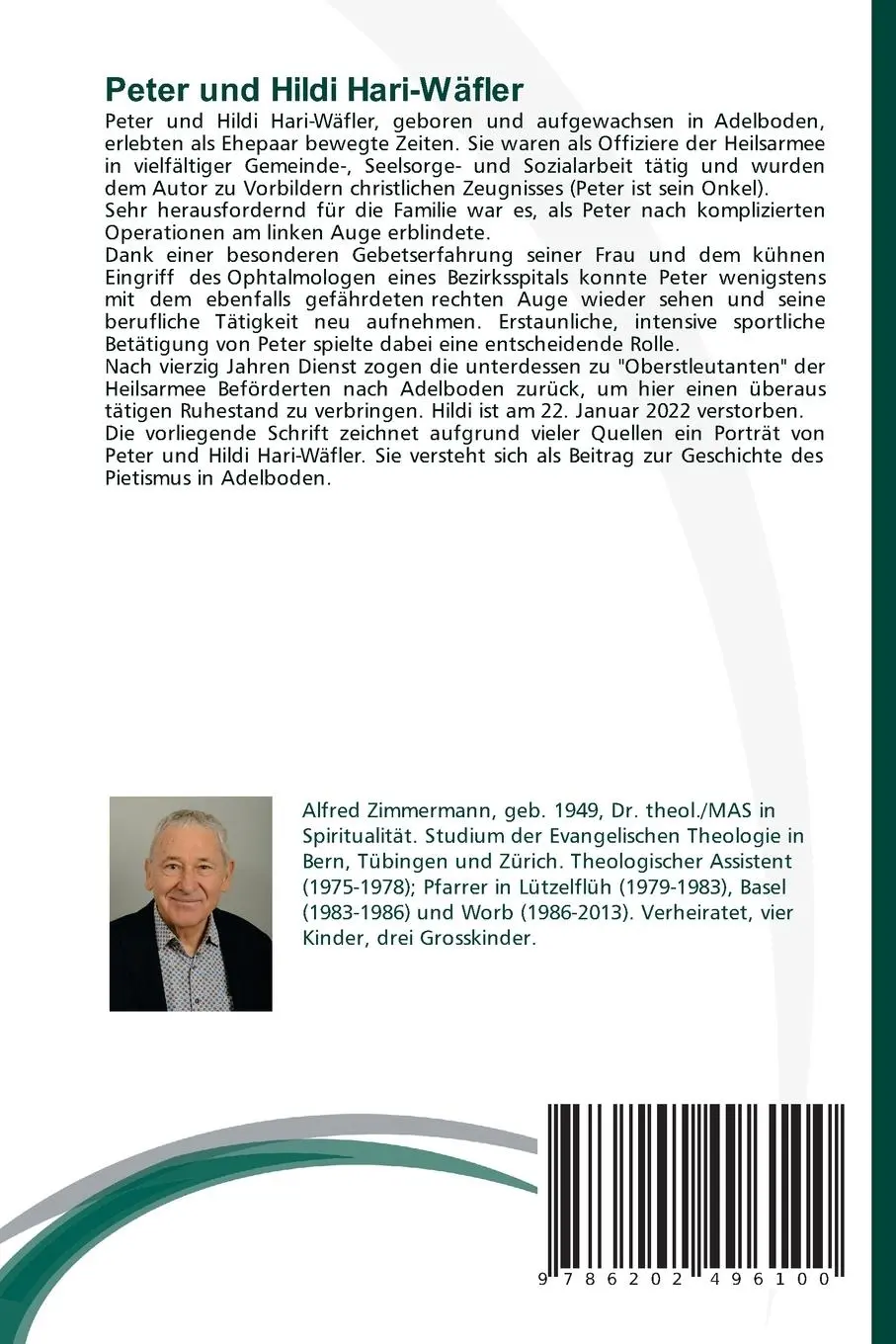 Rückseite: 9786202496100 | Peter und Hildi Hari-Wäfler | Offiziere der Heilsarmee | Zimmermann