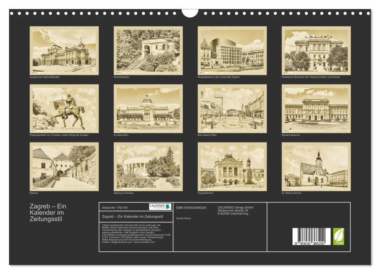 Bild: 9783435366200 | Zagreb - Ein Kalender im Zeitungsstil (Wandkalender 2025 DIN A3...