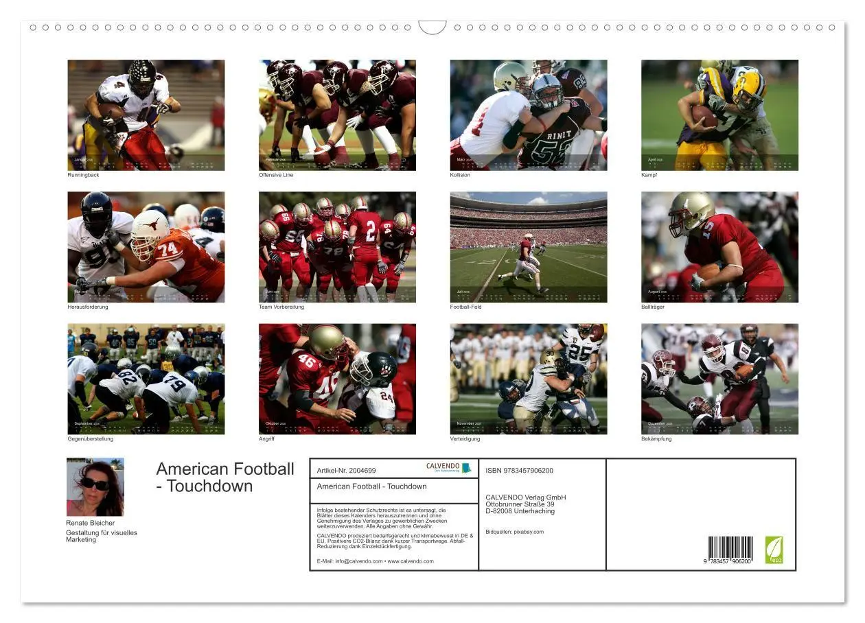 Bild: 9783457906200 | American Football - Touchdown (Wandkalender 2026 DIN A2 quer),...